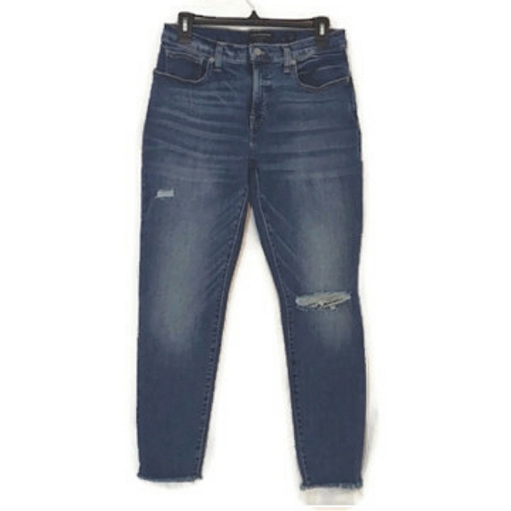 ☘️Lucky Brand midrise super skinny Ava ankle jeans size 10 30 raw hem distressed